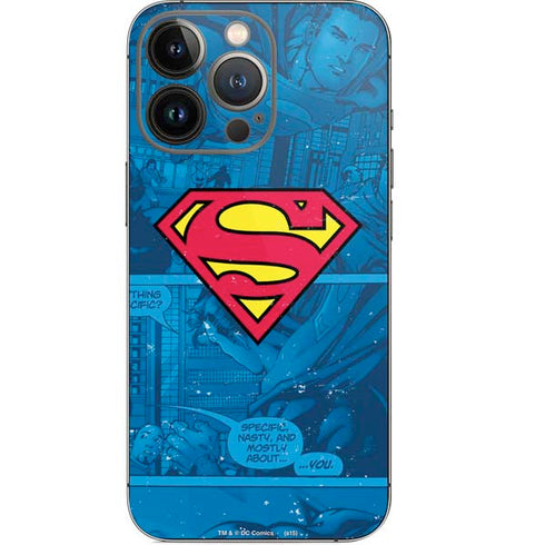 DC Comics Superman Logo Background Pattern iPhone 14 Pro Skin
